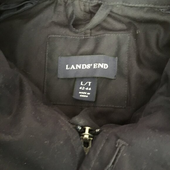 LANDS END RAIN JACKET MENS L 42-44 ZIP HOOD POLYESTER COTTON LINING WINDBREAKER - Picture 12 of 13